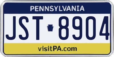 PA license plate JST8904