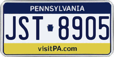PA license plate JST8905