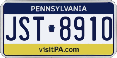 PA license plate JST8910