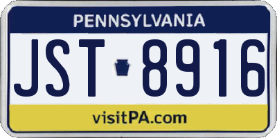 PA license plate JST8916