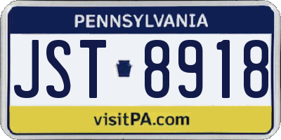 PA license plate JST8918
