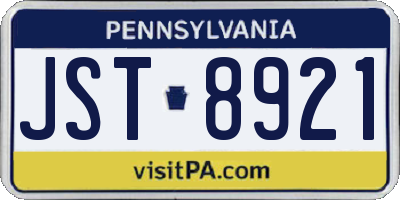 PA license plate JST8921