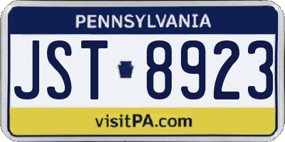 PA license plate JST8923