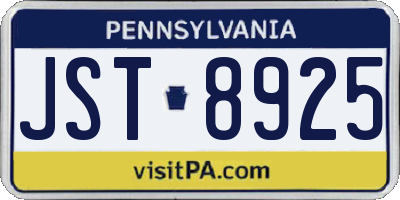 PA license plate JST8925