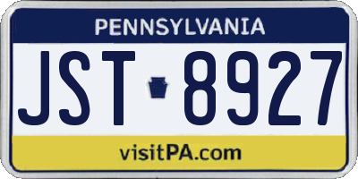 PA license plate JST8927