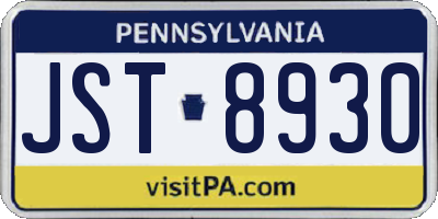 PA license plate JST8930