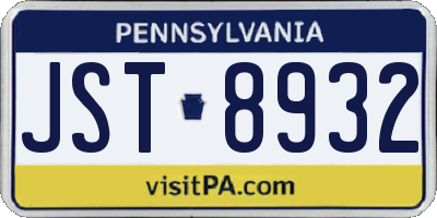 PA license plate JST8932