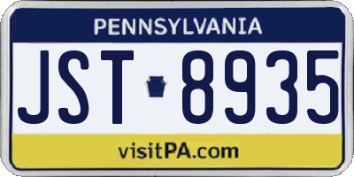 PA license plate JST8935