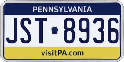 PA license plate JST8936