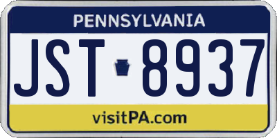 PA license plate JST8937