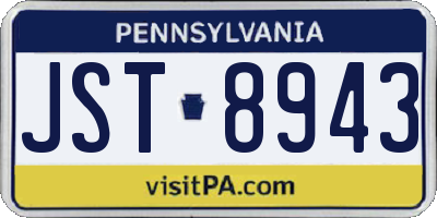 PA license plate JST8943