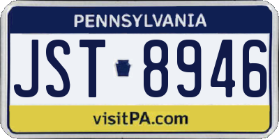 PA license plate JST8946