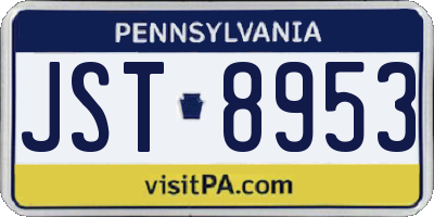PA license plate JST8953