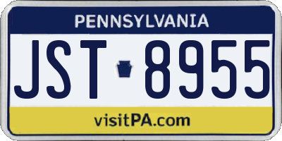 PA license plate JST8955