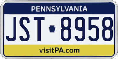 PA license plate JST8958