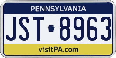 PA license plate JST8963