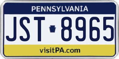PA license plate JST8965
