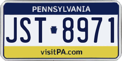 PA license plate JST8971