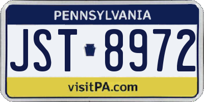 PA license plate JST8972