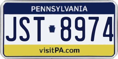 PA license plate JST8974