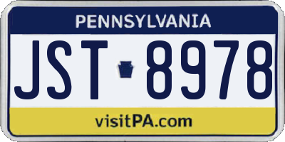 PA license plate JST8978