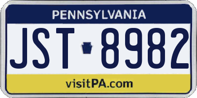 PA license plate JST8982