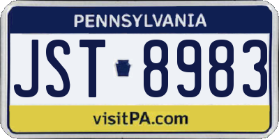 PA license plate JST8983