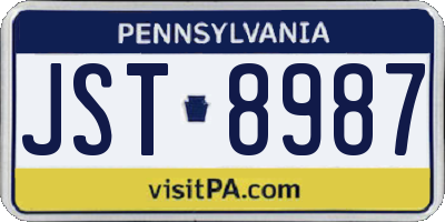 PA license plate JST8987