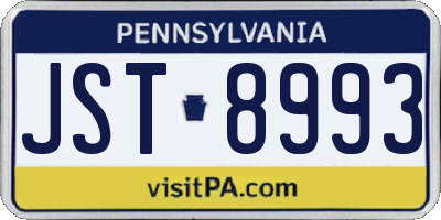 PA license plate JST8993