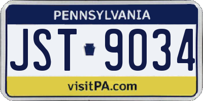 PA license plate JST9034