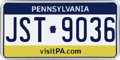 PA license plate JST9036