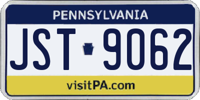 PA license plate JST9062