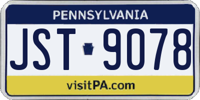 PA license plate JST9078