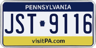 PA license plate JST9116