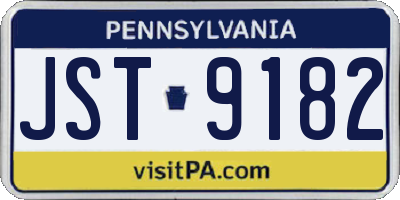PA license plate JST9182