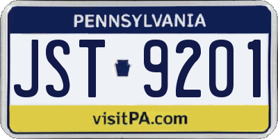PA license plate JST9201