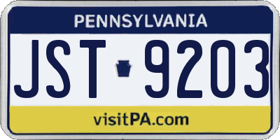 PA license plate JST9203