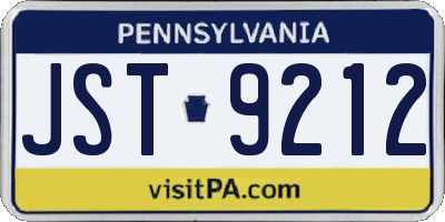 PA license plate JST9212