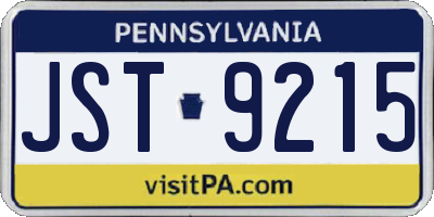 PA license plate JST9215