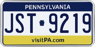 PA license plate JST9219