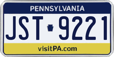 PA license plate JST9221