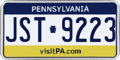 PA license plate JST9223