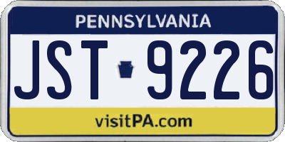 PA license plate JST9226