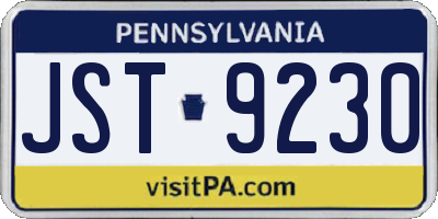 PA license plate JST9230