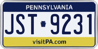 PA license plate JST9231