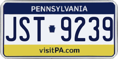 PA license plate JST9239