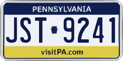 PA license plate JST9241