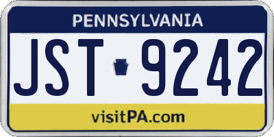 PA license plate JST9242