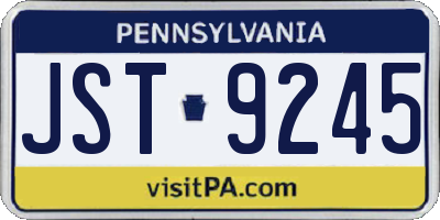 PA license plate JST9245