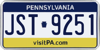 PA license plate JST9251